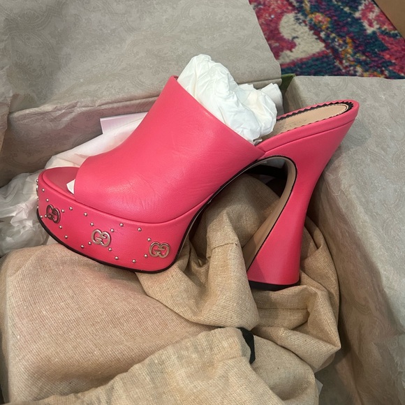 Gucci rhodamine pink heels worn once size womens 9 - Picture 7 of 8